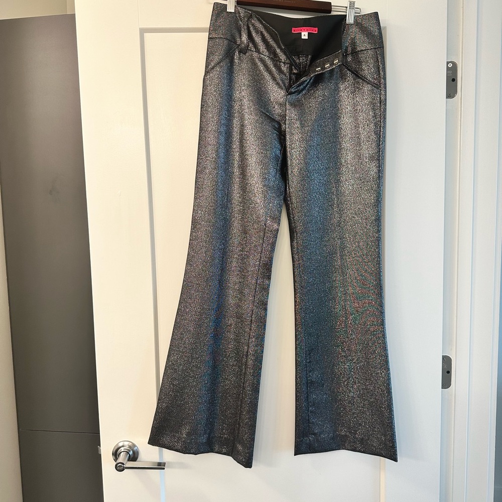 Alice + Olivia Silver Flare Pants with Boot Cut